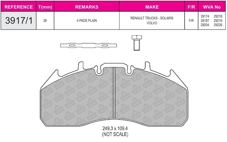 Disk Fren Balatası - Eco 29174 / Volvo Renault Aksesuarsız  | Beşer