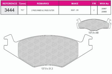Disk Fren Balatası - Wva No: 20887/20888 - Volkswagen - Ön | Beşer No: 3444