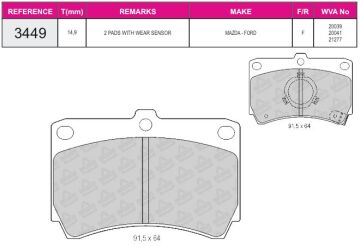 Disk Fren Balatası - Oem No: BG3449280 - Mazda - Ön | Beşer No: 3449