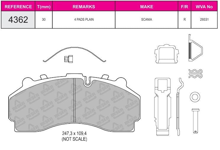 Disk Fren Balatası - Eco 29331 / Ön - Arka Scanıa L / P /G / R / T / S Serisi 2017 Sonrası | Beşer