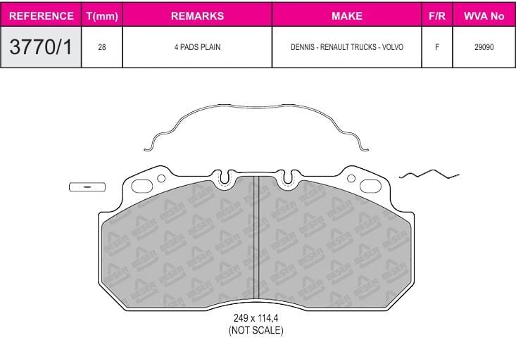 Disk Fren Balatası - Prıme 29090 / Renault Magnum Fişsiz | Beşer