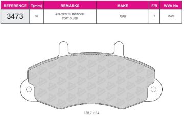 Disk Fren Balatası - Oem No: 1074971 - Ford - Ön | Beşer No: 3473