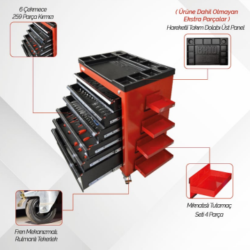 Haraketli Takım Dolabı – 6 Çekmece 259 Parça Dolu | Brio
