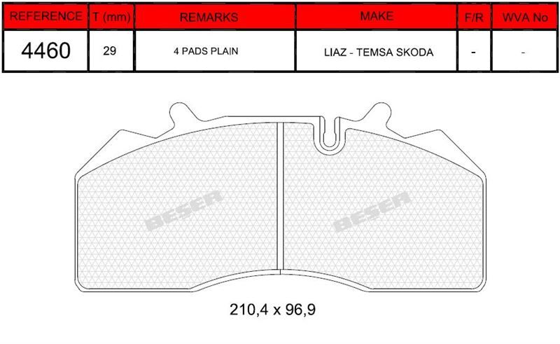 Disk Fren Balatası - Oem No: A350AA60YX01 - Lıaz – Temsa – Skoda - Ön/Arka | Beşer No: 4460