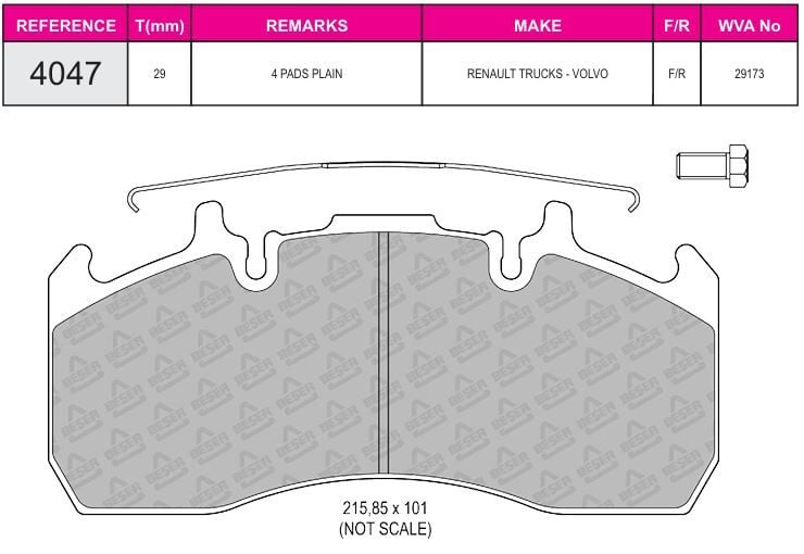 Disk Fren Balatası - Prıme 29173 / Ön Volvo Renault | Beşer