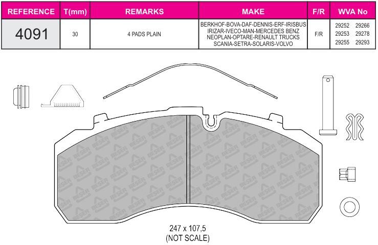 Disk Fren Balatası – Daf - Man - 95 Xf/Cf 65/Cf 75/Tga/Tgm/Starlıs/Gıgan – Oem No: M91004502