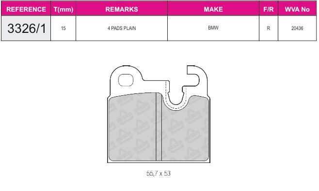 Disk Fren Balatası - Oem No: 34211108854 - Opel - Arka | Beşer No: 3326/1