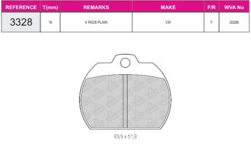 Disk Fren Balatası - Wva No: 20286/20296 - Volkswagen - Ön | Beşer No: 3328