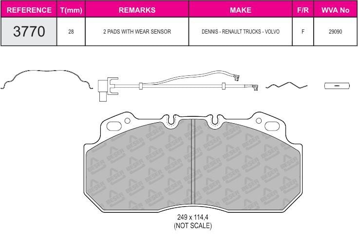 Disk Fren Balatası - Pro 29090 / Renault Magnum Fişli | Beşer
