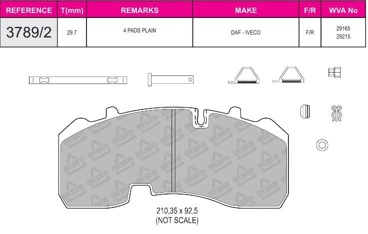 Disk Fren Balatası - Pro 29165 / Mercedes Atego Aksesuarlı Çeltikli | Beşer