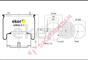 SÜSPANSİYON KÖRÜK LASTİĞİ - KOMPLE METAL PİSTONLU TEK GİRİŞ 16M