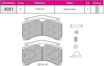 Disk Fren Balatası – Wva No: 29030/29053 - Mercedes - Atego 3/Integro/O 404/Tourısmo – Oem No: 8285526000 - 81508206016