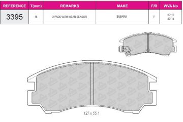 Disk Fren Balatası - Wva No: 20112/20113 - Subaru - Ön | Beşer No: 3395