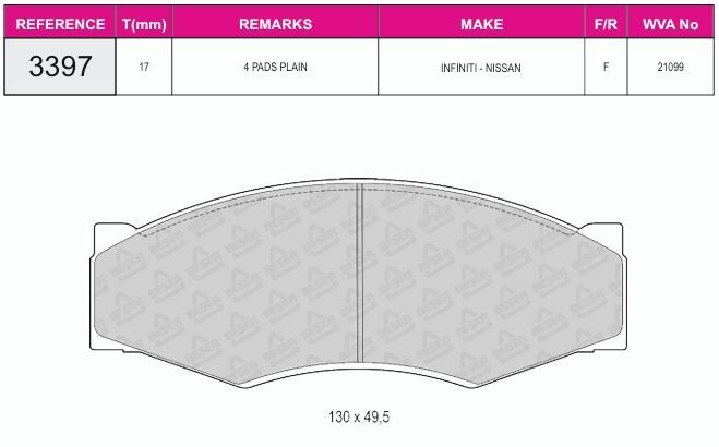 Disk Fren Balatası - Wva No: 21099/21229 - Nıssan - Ön | Beşer No: 3397