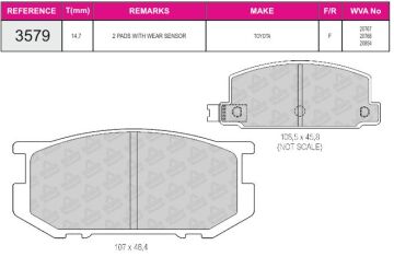 Disk Fren Balatası - Wva No: 20766/20767 - Toyota - Ön | Beşer No: 3579