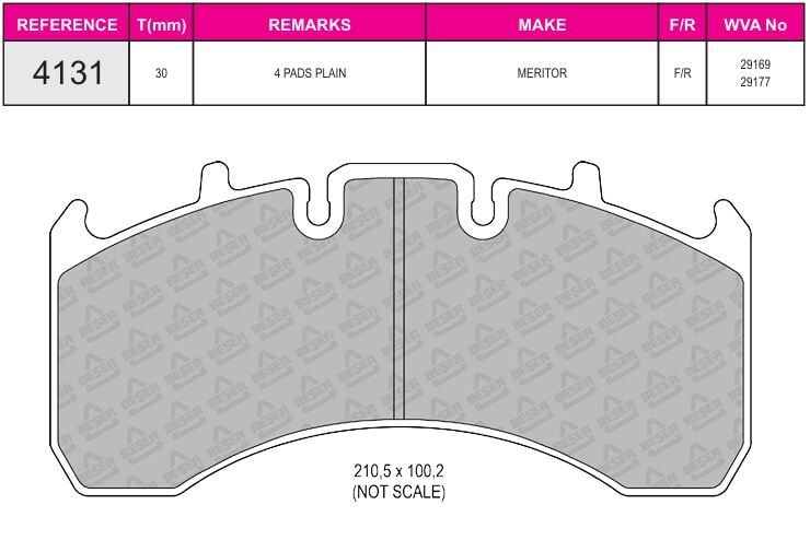 Disk Fren Balatası - Pro 29169 / Volvo Renault Fh Seri Magnum / Premıum | Beşer