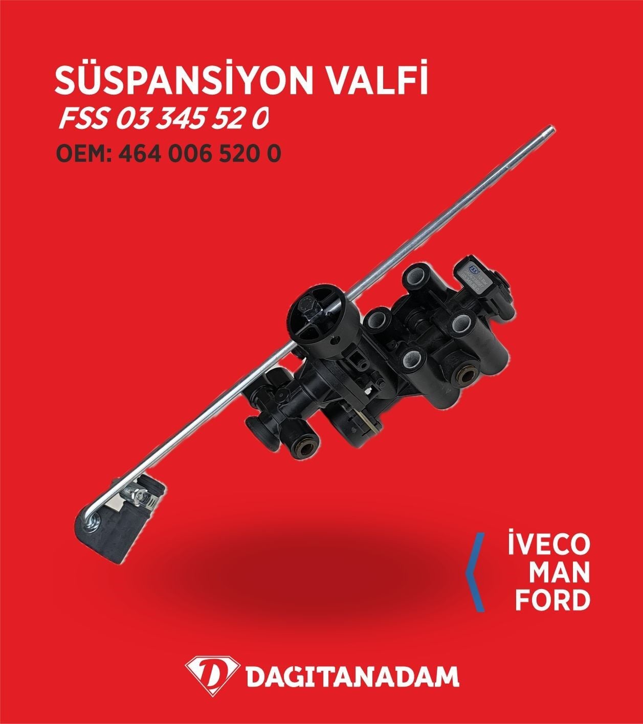 Süspansiyon Valfi - Kogel - Schmıtz - Krone - Bpw - Fruehauf - Goldhofer - Iveco - Orthaus - Man - Daf - Erf - Mercedes Evobus - Ford - Kasbohrer / Oem: 464 006 520 0