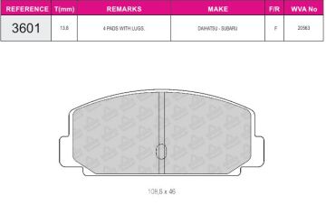 Disk Fren Balatası - Wva No: 20563 - Daıhatsu – Seat – Subaru - Ön | Beşer No: 3601