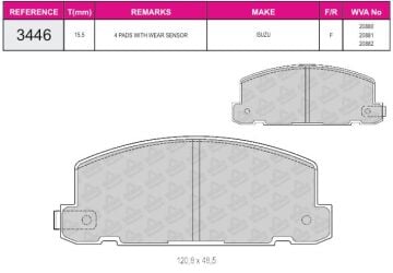 Disk Fren Balatası - Oem No: 94136642 - Isuzu - Ön | Beşer No: 3446