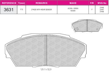 Disk Fren Balatası - Wva No: 21446/21447 - Honda - Ön | Beşer No: 3631