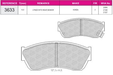 Disk Fren Balatası - Wva No: 20895/21326 - Honda - Ön | Beşer No: 3633