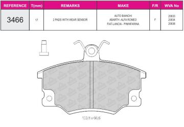 Disk Fren Balatası - Wva No: 20838/20839 - Alfa Romeo – Fıat - Ön | Beşer No: 3466
