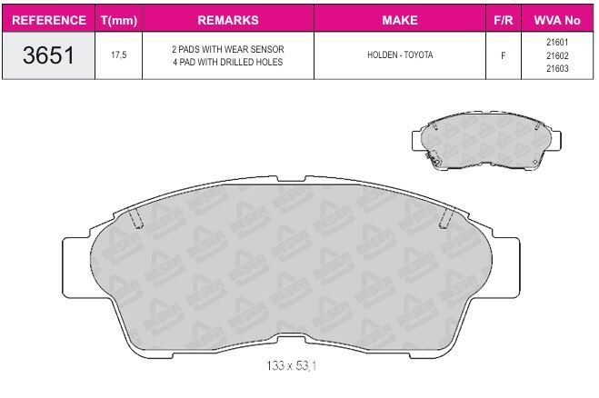 Disk Fren Balatası - Wva No: 21603/21602 - Toyota - Ön | Beşer No: 3651