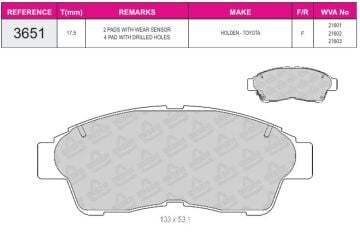 Disk Fren Balatası - Wva No: 21603/21602 - Toyota - Ön | Beşer No: 3651