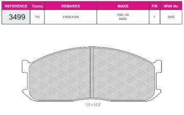 Disk Fren Balatası - Oem No: 3250077 - Mazda - Ön | Beşer No: 3499