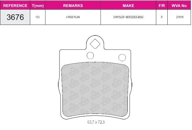 Disk Fren Balatası - Wva No: 21919 - Mercedes - Arka | Beşer No: 3676