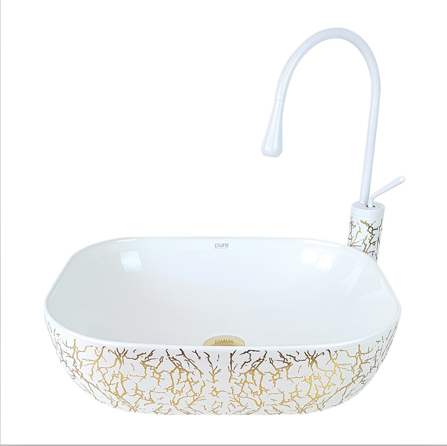 ÇANAK LAVABO - MARBLE BEYAZ ALTIN