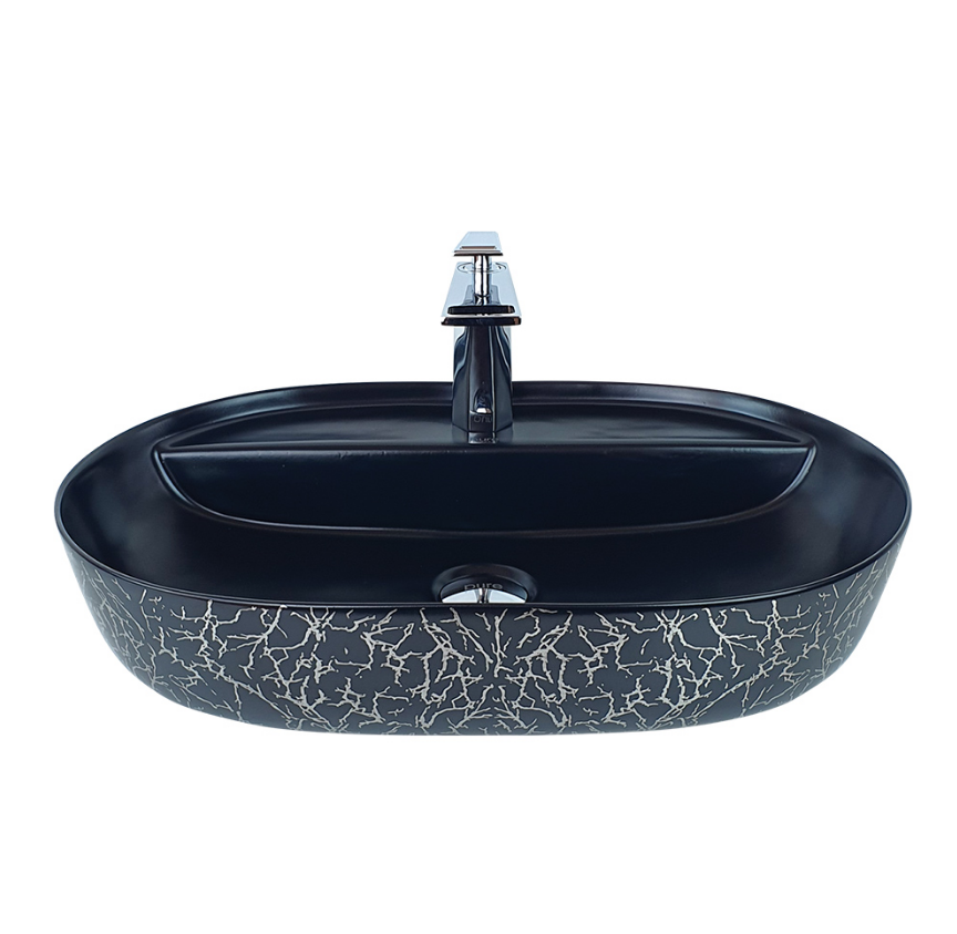 ÇANAK LAVABO - MARBLE SİYAH GÜMÜŞ BEYAZ