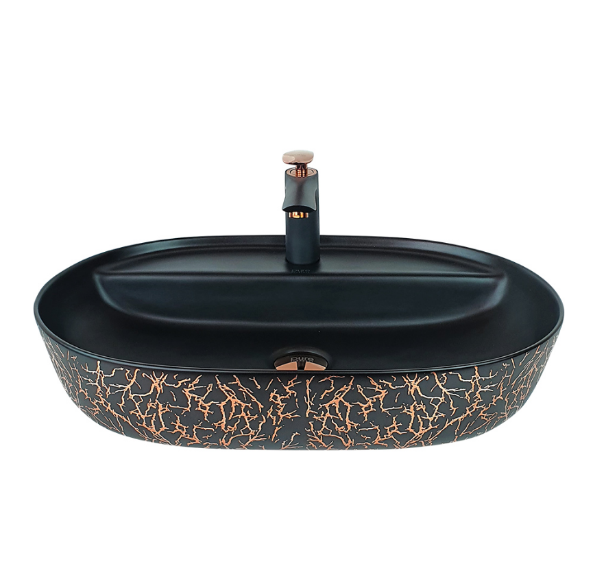 ÇANAK LAVABO - MARBLE SİYAH BRONZ BEYAZ