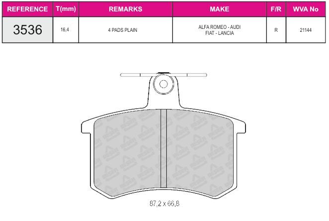 Disk Fren Balatası - Alfa Romeo – Volkswagen - Arka | Beşer No: 3536