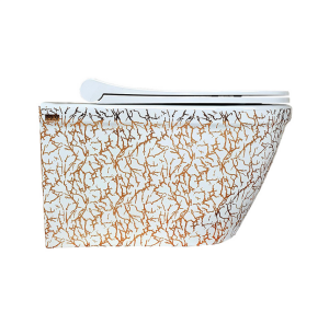 KANALSIZ ASMA KLOZET - MARBLE BEYAZ BRONZ 52 CM