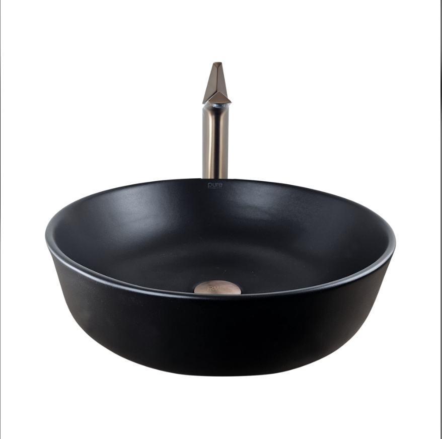 ÇANAK LAVABO - MAT SİYAH OVAL BEYAZ