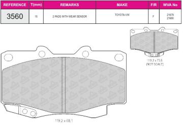 Disk Fren Balatası - Wva No: 21679/21680 - Toyota - Ön | Beşer No: 3560