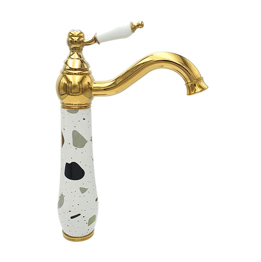 ALTIN ÇANAK LAVABO - TERRAZZO BEYAZ BATARYASI