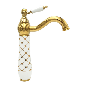 ÇANAK LAVABO BATARYASI - GEOMETRİK BEYAZ ALTIN