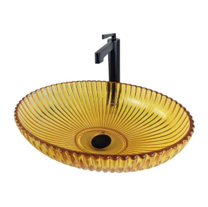 DEKORATİF CAM LAVABO - OVAL SARI 50 CM