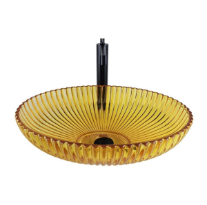 DEKORATİF CAM LAVABO - OVAL SARI 50 CM