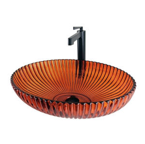 DEKORATİF CAM LAVABO - OVAL KIRMIZI 50 CM