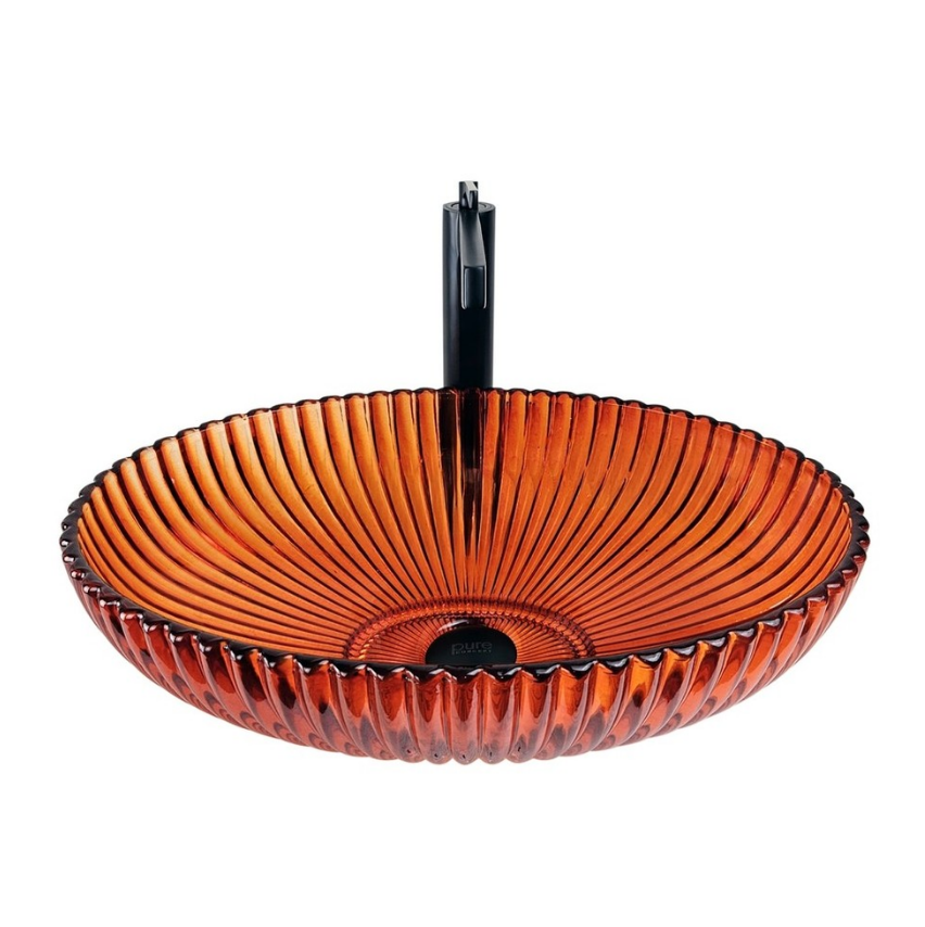 DEKORATİF CAM LAVABO - OVAL KIRMIZI 50 CM