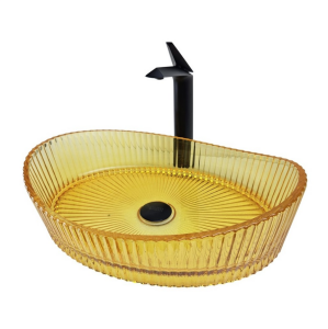 DEKORATİF CAM LAVABO - SARI 52 CM