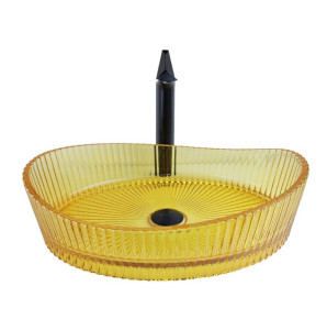 DEKORATİF CAM LAVABO - SARI 52 CM