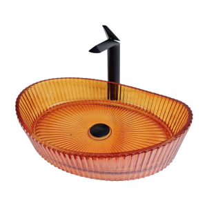 DEKORATİF CAM LAVABO - KIRMIZI 52 CM