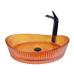DEKORATİF CAM LAVABO - KIRMIZI 52 CM