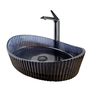 DEKORATİF CAM LAVABO - SİYAH 52 CM