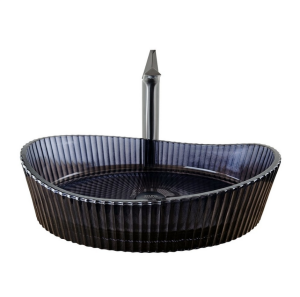 DEKORATİF CAM LAVABO - SİYAH 52 CM