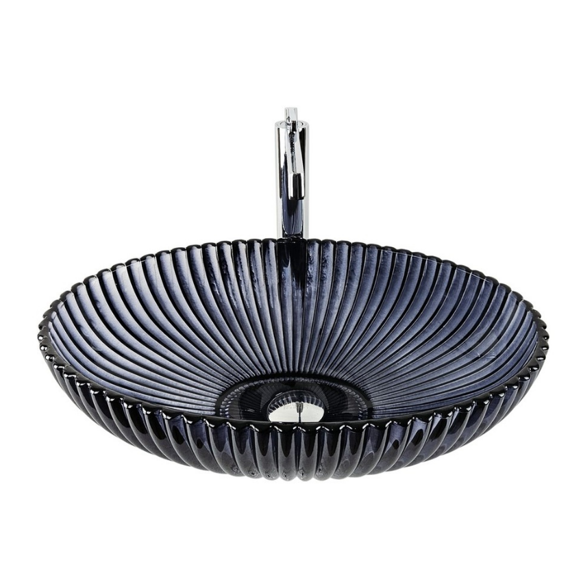 DEKORATİF CAM LAVABO - OVAL SİYAH 50 CM